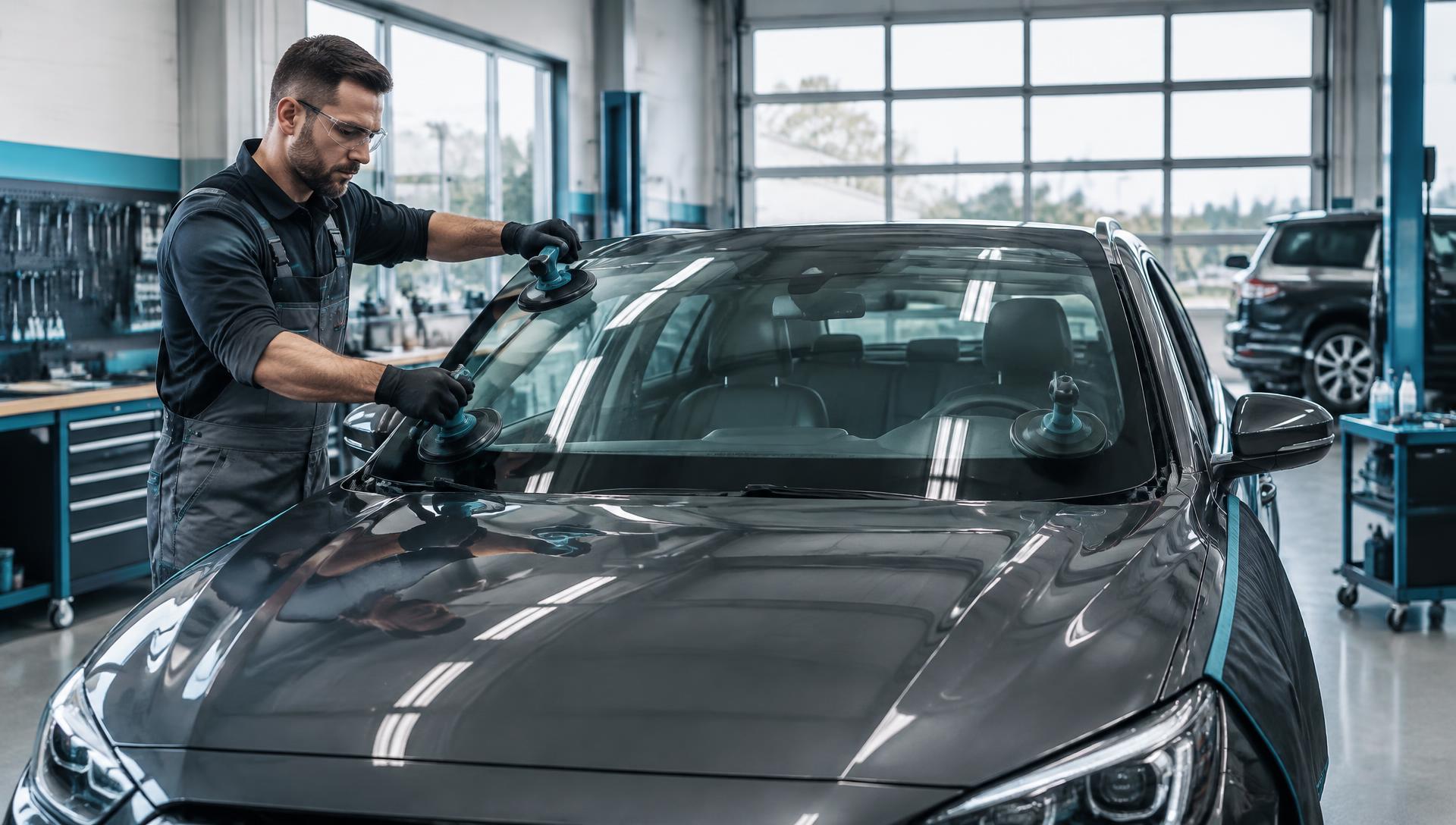 Technicien GlassAuto remplaçant un pare-brise